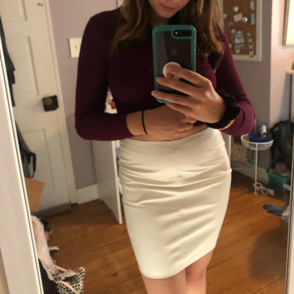 White Faux Leather Skirt